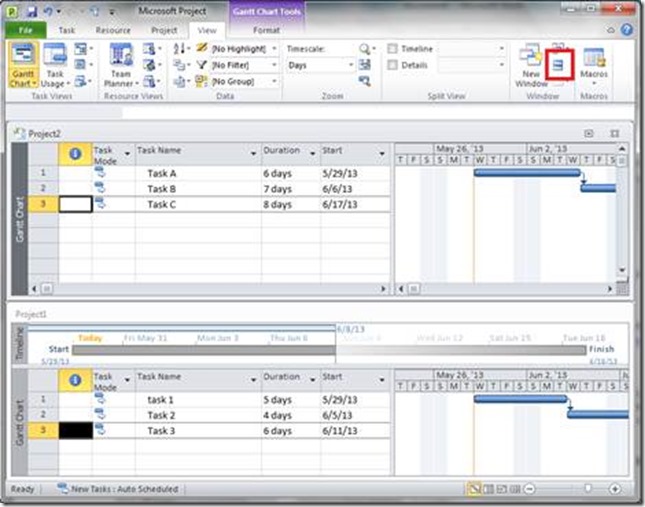 Viewing Multiple Schedules in Microsoft Project