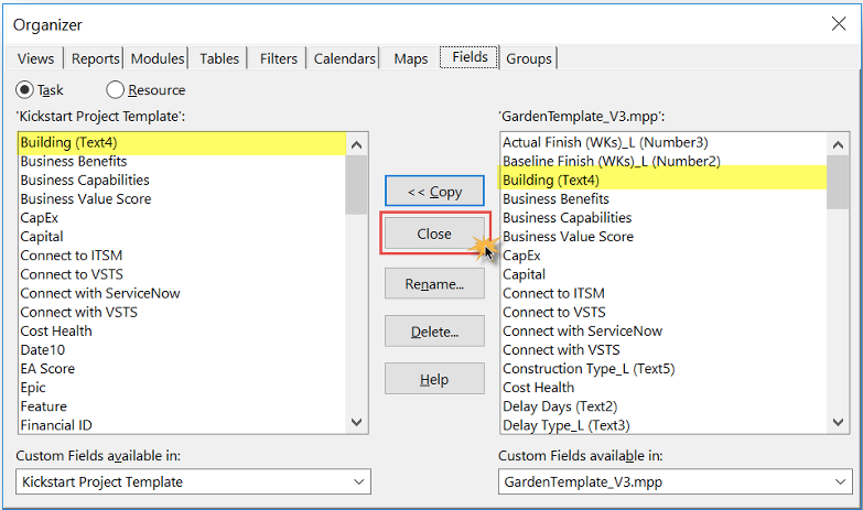 Using Microsoft Project Organizer to Transfer Project Calendars